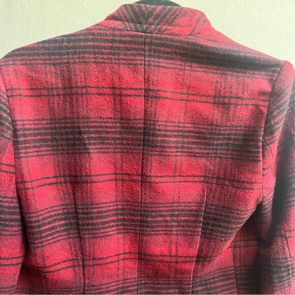 BB Dakota plaid wrap asymmetrical wool blend jacket Sz S - Picture 4 of 12